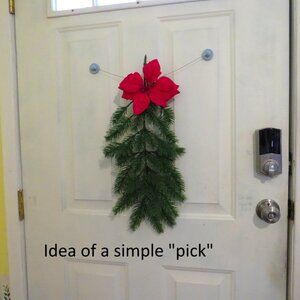 Winter Greenery (2) Branches Holiday Centerpiece 24" long (w long stem)